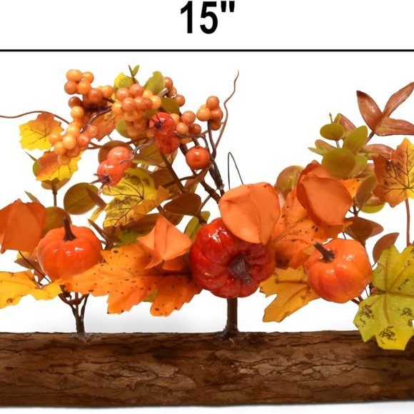 Artificial Floral Arrangement Table Decor with Autumn Faux Pumpkin Maple Leaves - Picture 6 of 6